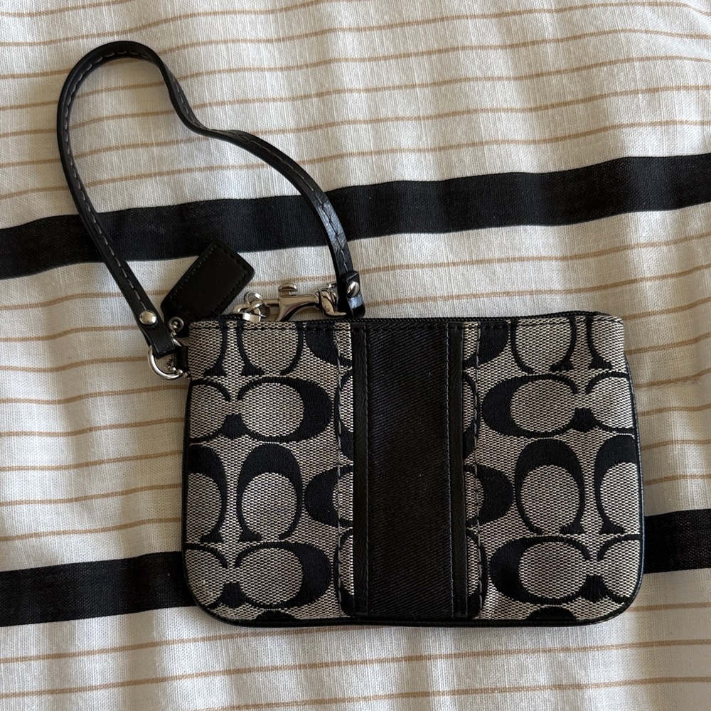 Coach Monogram Black and Gray Wristlet